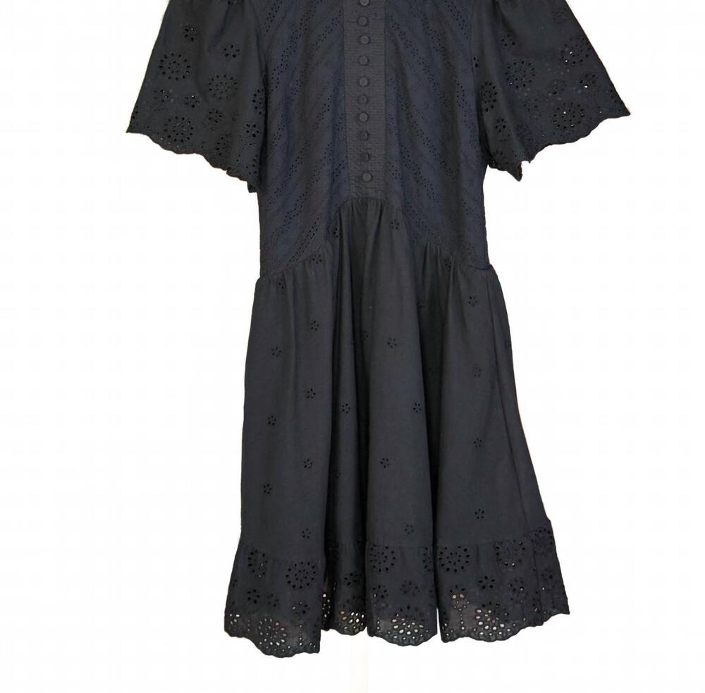 NEW ZOE AND CLAIRE women's eyelet mini dress in black